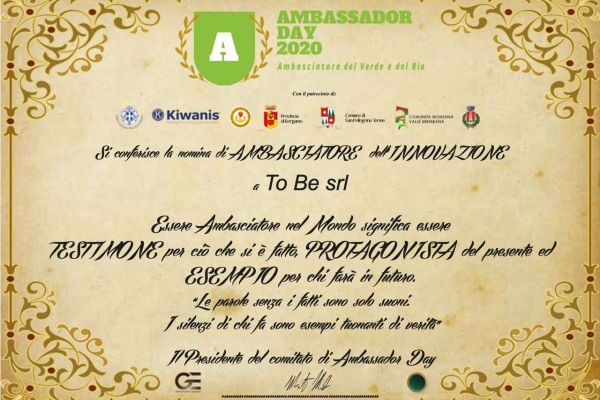 Premio Innovazione Ambasciatori 2020 To Be LiFi